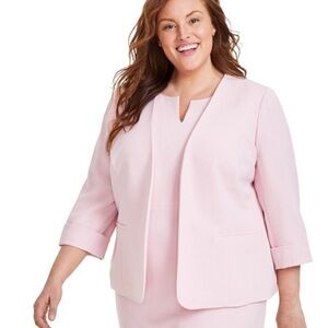 Kasper Women's Open-Front Blazer 3/4 length sleeve Soft Pink size 20W